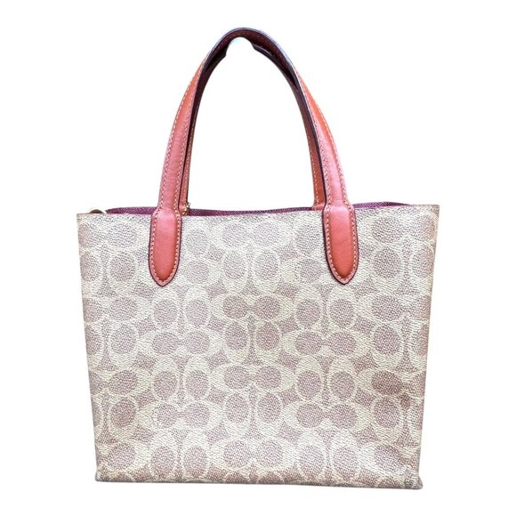 Coach Signature Willow Canvas Mini Tote Bag Purse Pocketbook Leather Handles - Picture 10 of 12